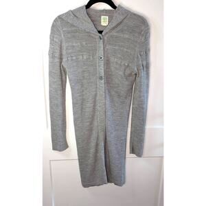 Womens Title Nine Washable Wool Hooded Cardigan Duster Size Medium Gray See Desc